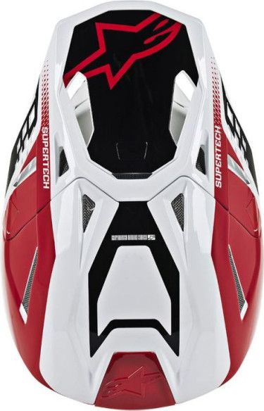 Casca Moto Enduro Supertech M8 Triple Black/White/Red Glossy S9