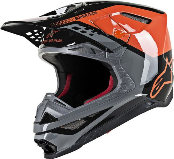 Casca Moto Enduro Supertech M8 Triple Black/Orange Glossy S9