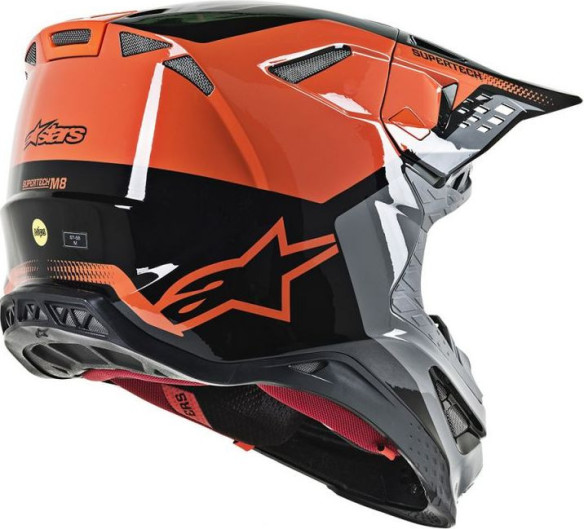 Casca Moto Enduro Supertech M8 Triple Black/Orange Glossy S9