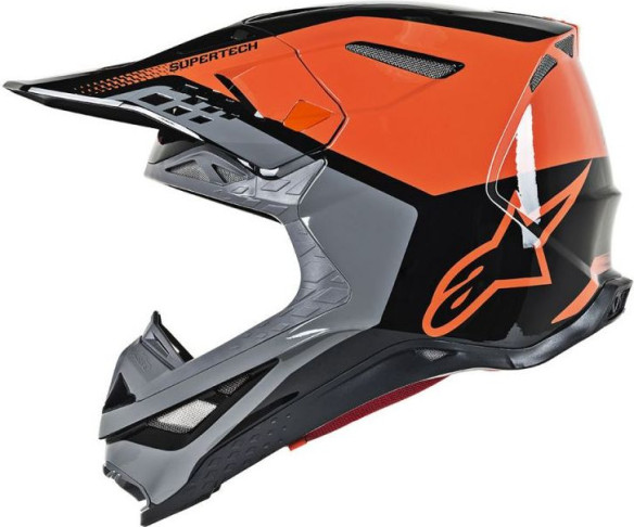Casca Moto Enduro Supertech M8 Triple Black/Orange Glossy S9
