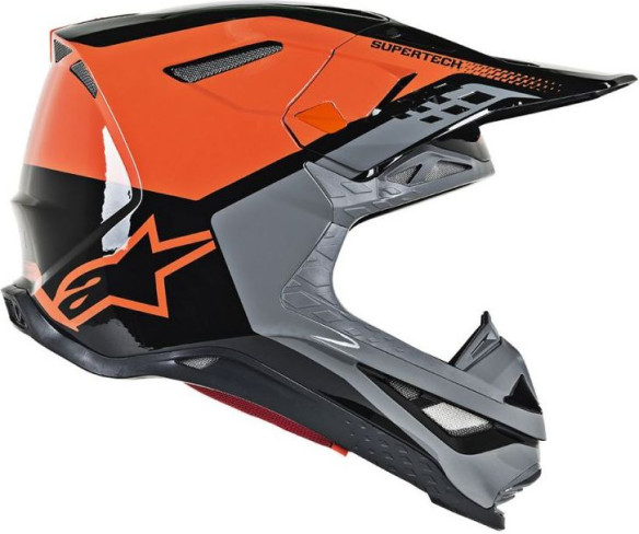 Casca Moto Enduro Supertech M8 Triple Black/Orange Glossy S9