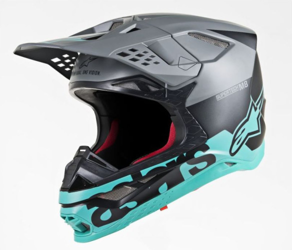Casca Moto Enduro Supertech M8 Radium Black Matt/Teal S9