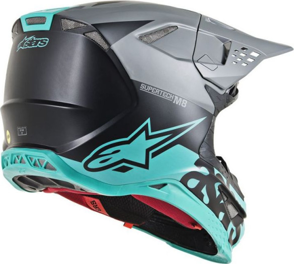 Casca Moto Enduro Supertech M8 Radium Black Matt/Teal S9