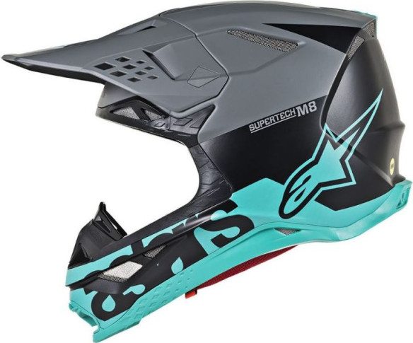 Casca Moto Enduro Supertech M8 Radium Black Matt/Teal S9