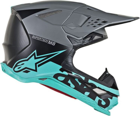 Casca Moto Enduro Supertech M8 Radium Black Matt/Teal S9