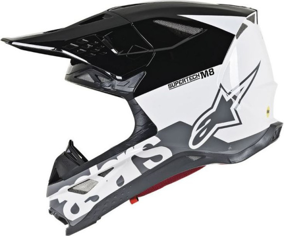 Casca Moto Enduro Supertech M8 Radium Black/White Glossy S9