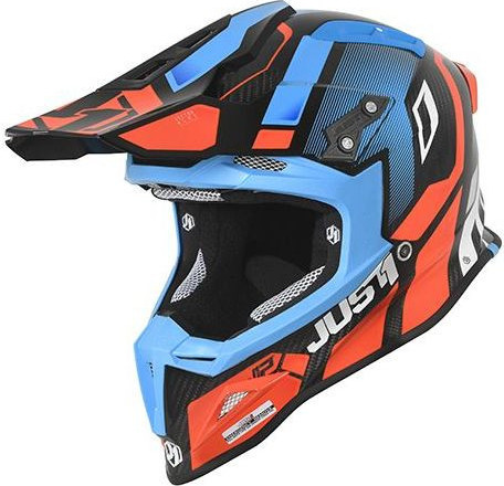 Casca Moto Enduro J12 PRO Vector Orange/Blue Carbon