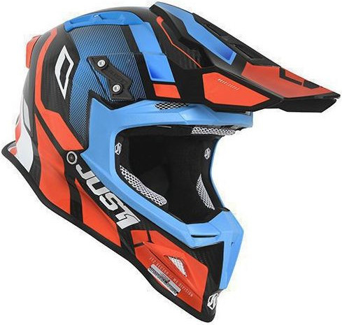 Casca Moto Enduro J12 PRO Vector Orange/Blue Carbon