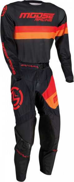 Pantaloni Enduro Sahara Negru/Portocaliu/Rosu