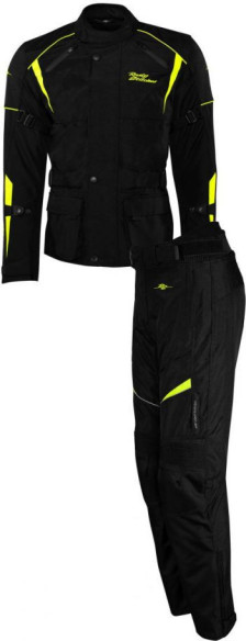 Combo Geaca + Pantaloni Textili Moto Tommy Black-Yellow Fluo