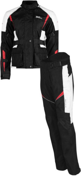 Combo Geaca + Pantaloni Textili Moto Dama Jenny Black-White-Red