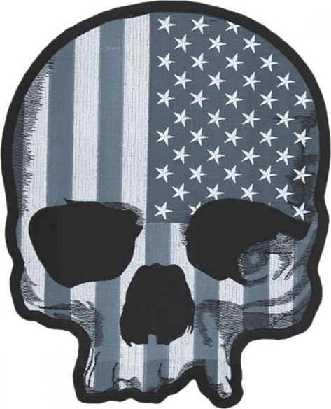 Abtibild Patch Us Flag Skul Gry LG