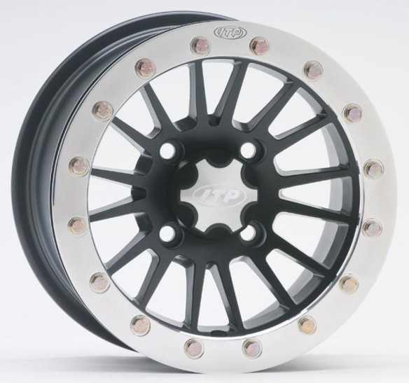 JANTA SEVERE DUTY SINGLE BEADLOCK 12X7 BOLT PATTERN 4/110 OFFSET 5+2 MATTE BLACK/POLISHED RING