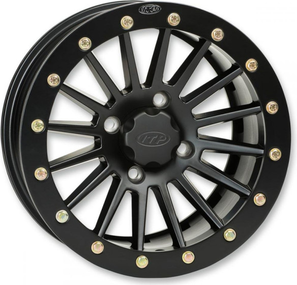 JANTA SEVERE DUTY DUAL BEADLOCK ALUMINUM 14x7 BOLT PATTERN 4/156 OFFSET 5+2 MATTE BLACK/ BLACK RING