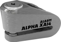 ALPHA XA14 ALARM DISC LOCK (14mm PIN) - BRUSHED STAINLESS & BLACK COVER