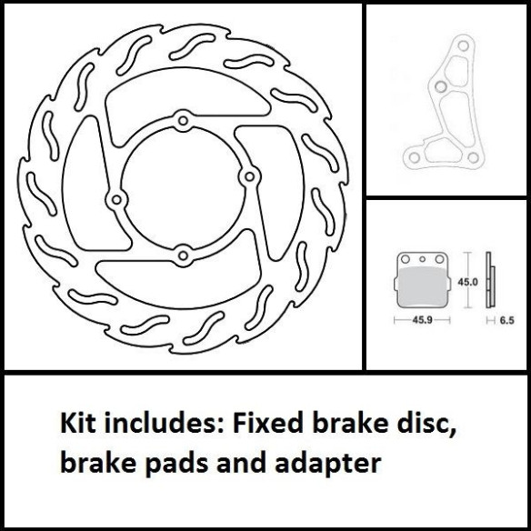 Kit Frana Flame Rotor Fix 260mm, Placute Frana, Adaptor Relocare - 310028