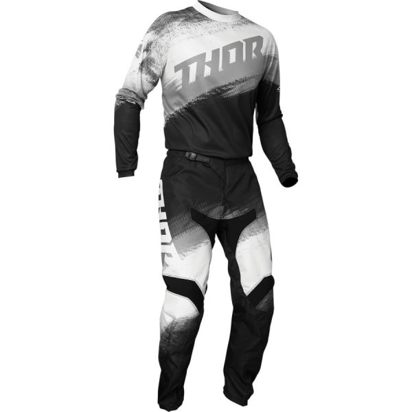 Combo MX Enduro Thor Combo Tricou + Pantaloni Sector Vapor Negru/Alb 2020