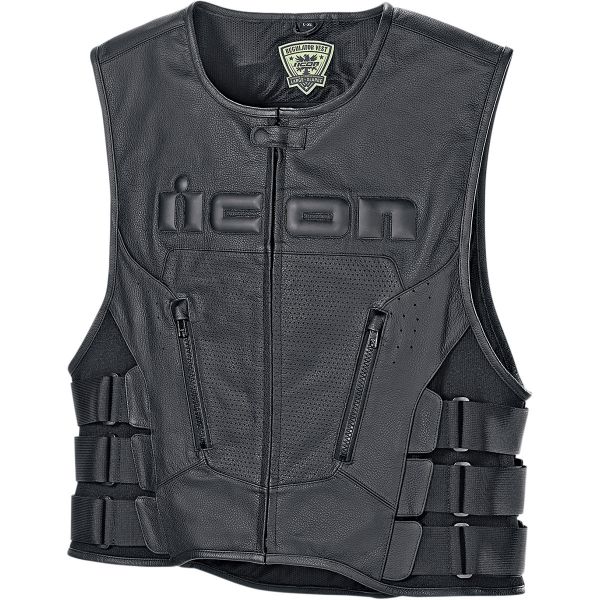  Icon Regulator D3O Negru Leather Moto Vest