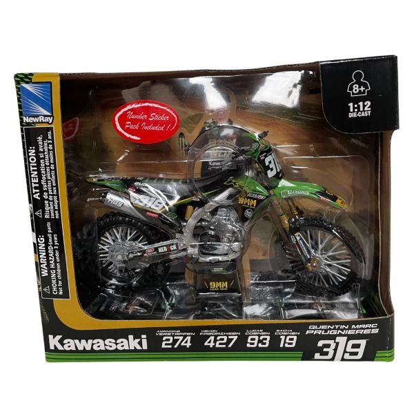 Off Road Scale Models New Ray Scale Model Kawasaki KXF 450 Quentin Marc Prugniers #319 Bud Racing 1:12