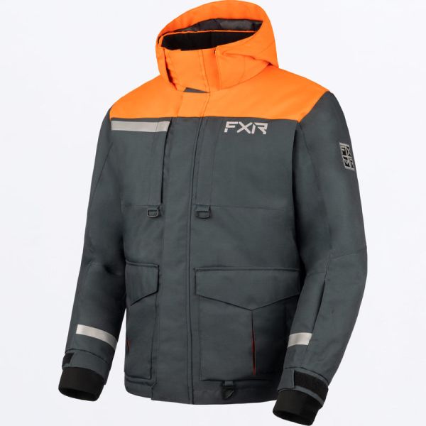  FXR Snowmobil Insulated Ice Pro Jacket Asphalt/Orange 24