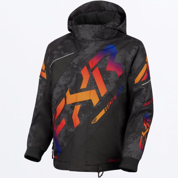  FXR Snowmobil Youth Insulated CX Jacket Black Camo/Anodized 24