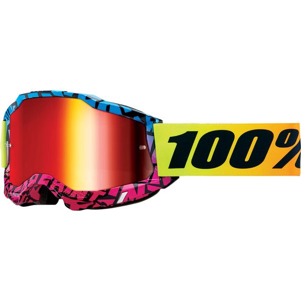  100 la suta Enduro Moto Goggles Accuri 2 Utv Black/Pink/Purple Mirrored Lens