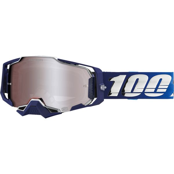  100 la suta Enduro Moto Goggles Armega Blue Silver Mirrored Lens