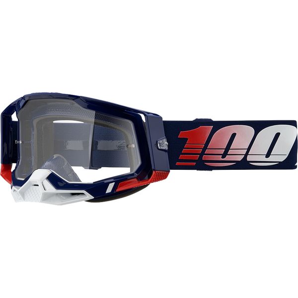  100 la suta Enduro Moto Goggles Racecraft 2 Republic Clear Lens