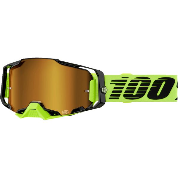 Goggles MX-Enduro 100 la suta Moto MX/Enduro Goggles Armega Neon Yellow Mirror-Gold Lens 50005-00032