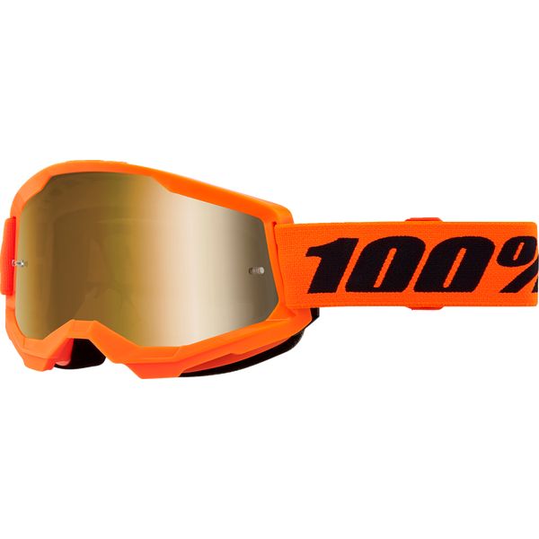 Goggles MX-Enduro 100 la suta Moto MX/Enduro Goggles Strata 2 Neon Orange Gold-Mirror Lens 50028-00015