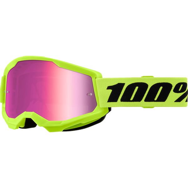 Goggles MX-Enduro 100 la suta Moto MX/Enduro Goggles Strata 2 Neon Yellow Pink-Mirror Lens 50028-00016
