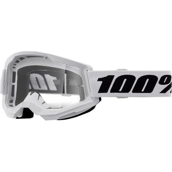  100 la suta Ochelari Moto MX/Enduro Strata 2 White Clear Lens 50027-00019