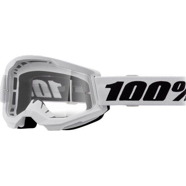  100 la suta Ochelari Moto MX/Enduro Strata 2 White Clear Lens 50031-00013