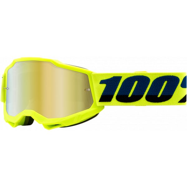  100 la suta Ochelari Enduro Copii Accuri 2 Fluo Yellow Mirror Gold Lens