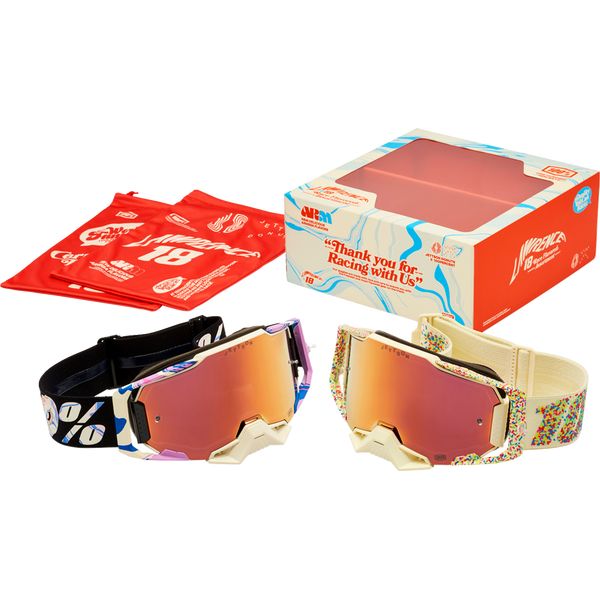 Goggles MX-Enduro 100 la suta Pachet 2 Moto MX/Enduro Goggles Armega Donut Pink-Mirror Lens 50057-00001