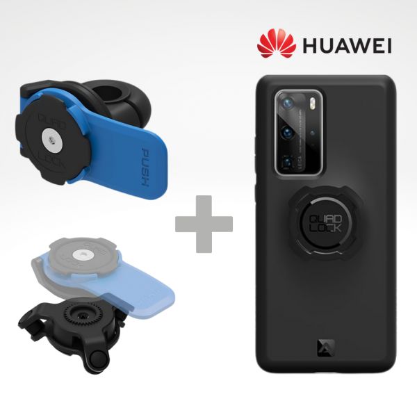  Quad Lock Kit Suport Telefon Moto pe Oglinda + Amortizor Vibratii + Carcasa Telefon Huawei