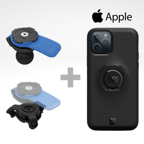  Quad Lock Kit Suport Adaptor Moto Bila + Amortizor Vibratii + Carcasa Telefon Apple
