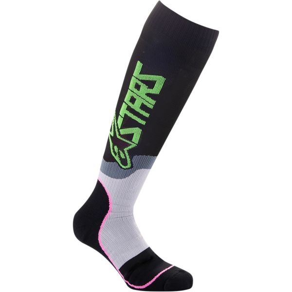  Alpinestars Moto MX Socks Plus2 Black/Green/Pink