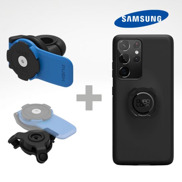 Handlebar Mounts Phone/GPS Quad Lock Kit Mirror Mount+Vibration Dampener+Samsung Phone Case