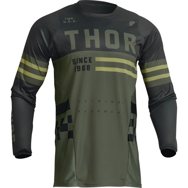 Tricouri MX-Enduro Thor Tricou Moto Enduro Pulse Combat Army Green 23