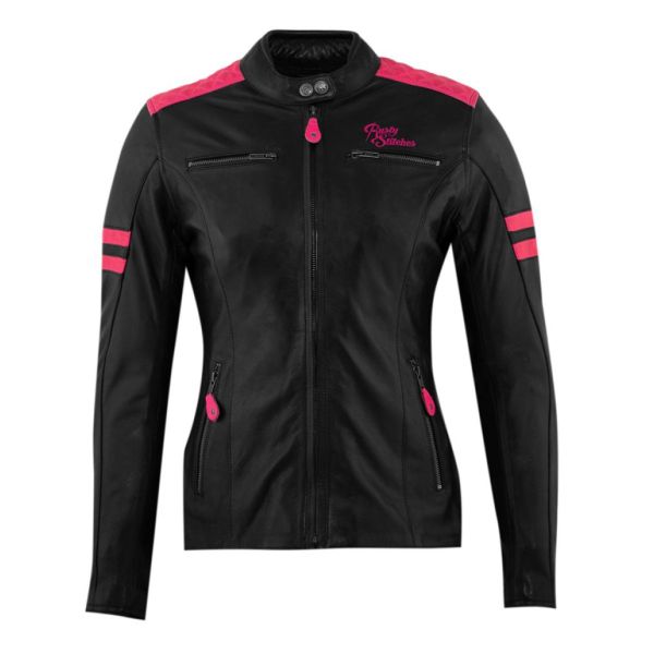  Rusty Stitches Geaca Moto Piele Dama Joyce Black/Pink
