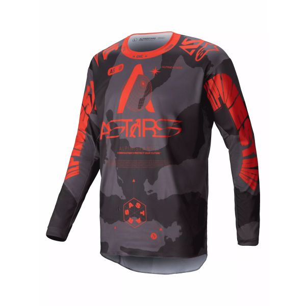 Tricouri MX-Enduro Alpinestars Tricou Moto MX/Enduro Racer Hollow Dark Camo/Red 24