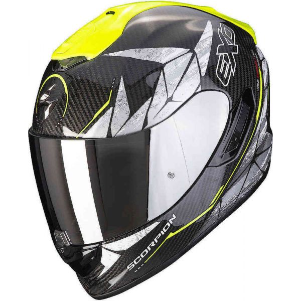  Scorpion Exo Casca Moto Full-Face 1400 Evo Carbon Air Aranea Negru/Galben Fluo