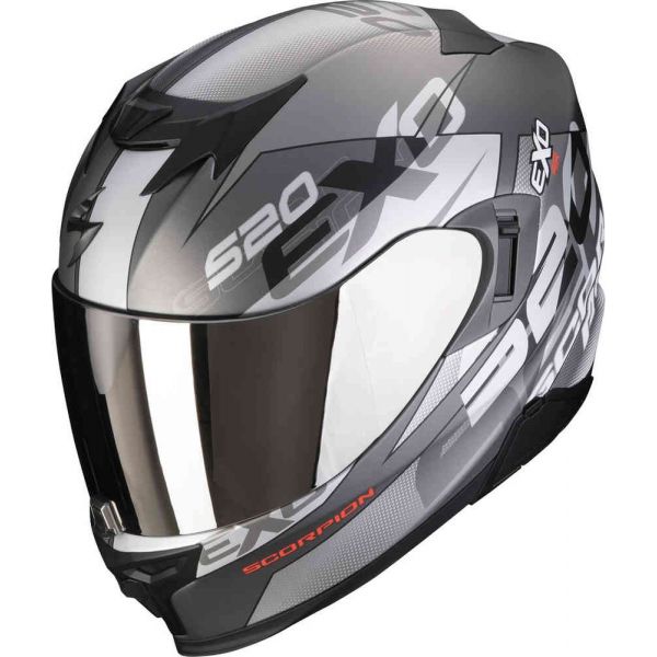  Scorpion Exo Moto Helmet Full-Face 520 Evo Air Cover Argintiu Mat/Rosu