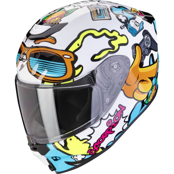 Full face helmets Scorpion Exo Full-Face Moto Helmet EXO JNR Air Fun White/Blue 24