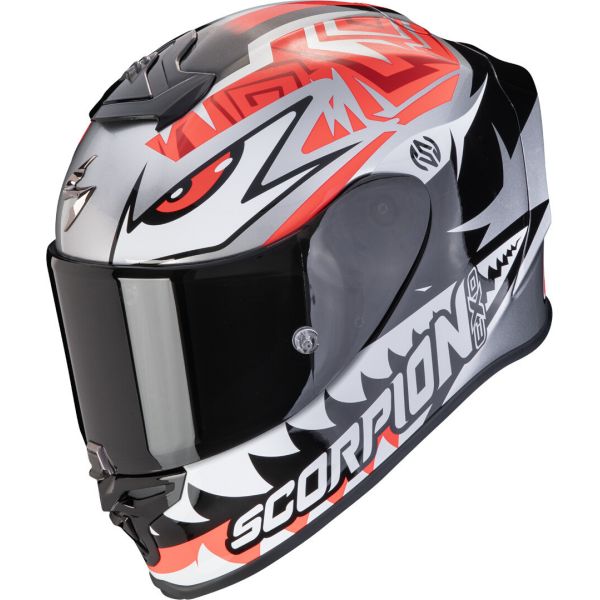 Full face helmets Scorpion Exo Full-Face Moto Helmet EXO R1 Evo Air Zaccone Replica Silver/Black/Red 24