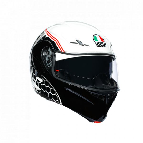 AGV Helmets AGV Flip Up Moto Helmet Compact St E2205 Multi Plk Detroit White/Black