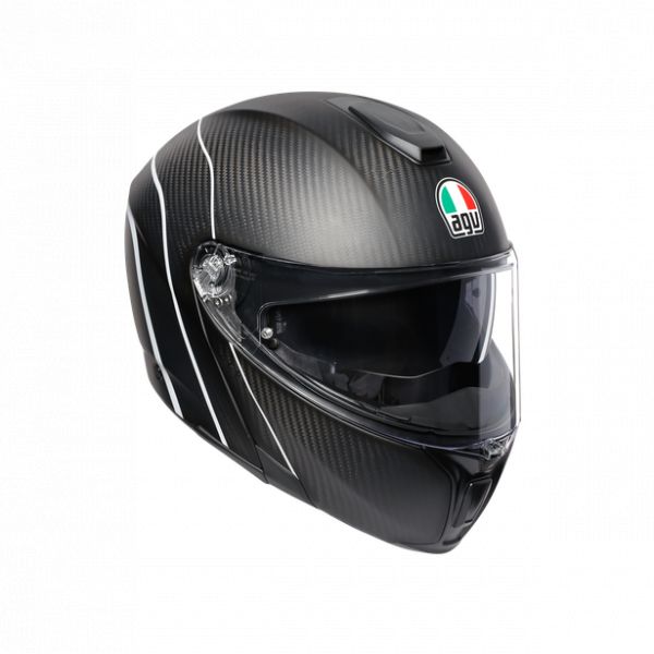  AGV Flip Up Moto Helmet Sportmodular E05 Multi Mplk Refractive Carbon/Silver