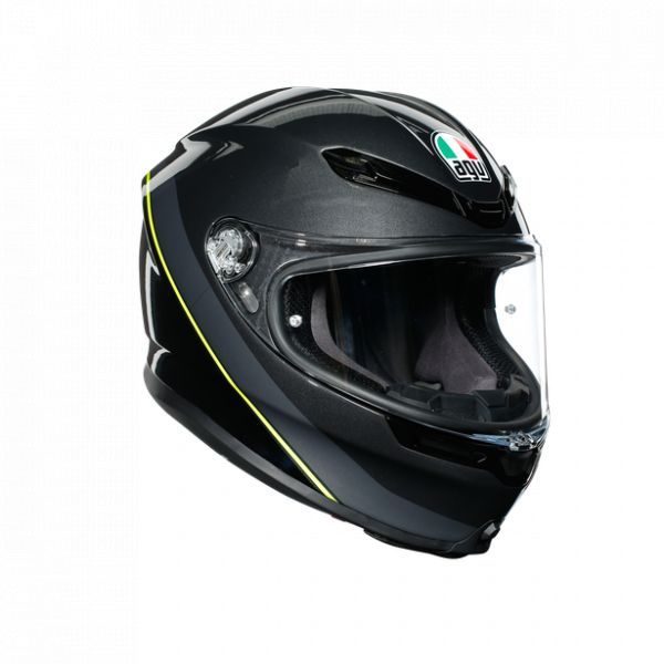 AGV Helmets AGV Moto Full-Face Helmet K6  Ece Multi Mplk Minimal Gunmet/Black/Yellow Fl