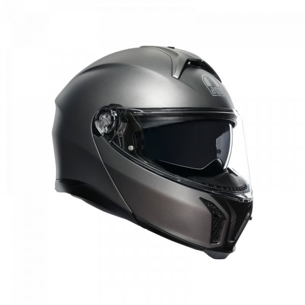  AGV Moto Helmet Flip-Up E2206 Solid Mplk Luna Grey Matt